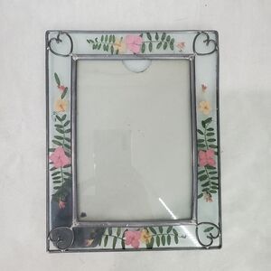 Vintage Dried Pressed Flower In Glass Photo Picture Frame Cottagecore Hearts 5x7